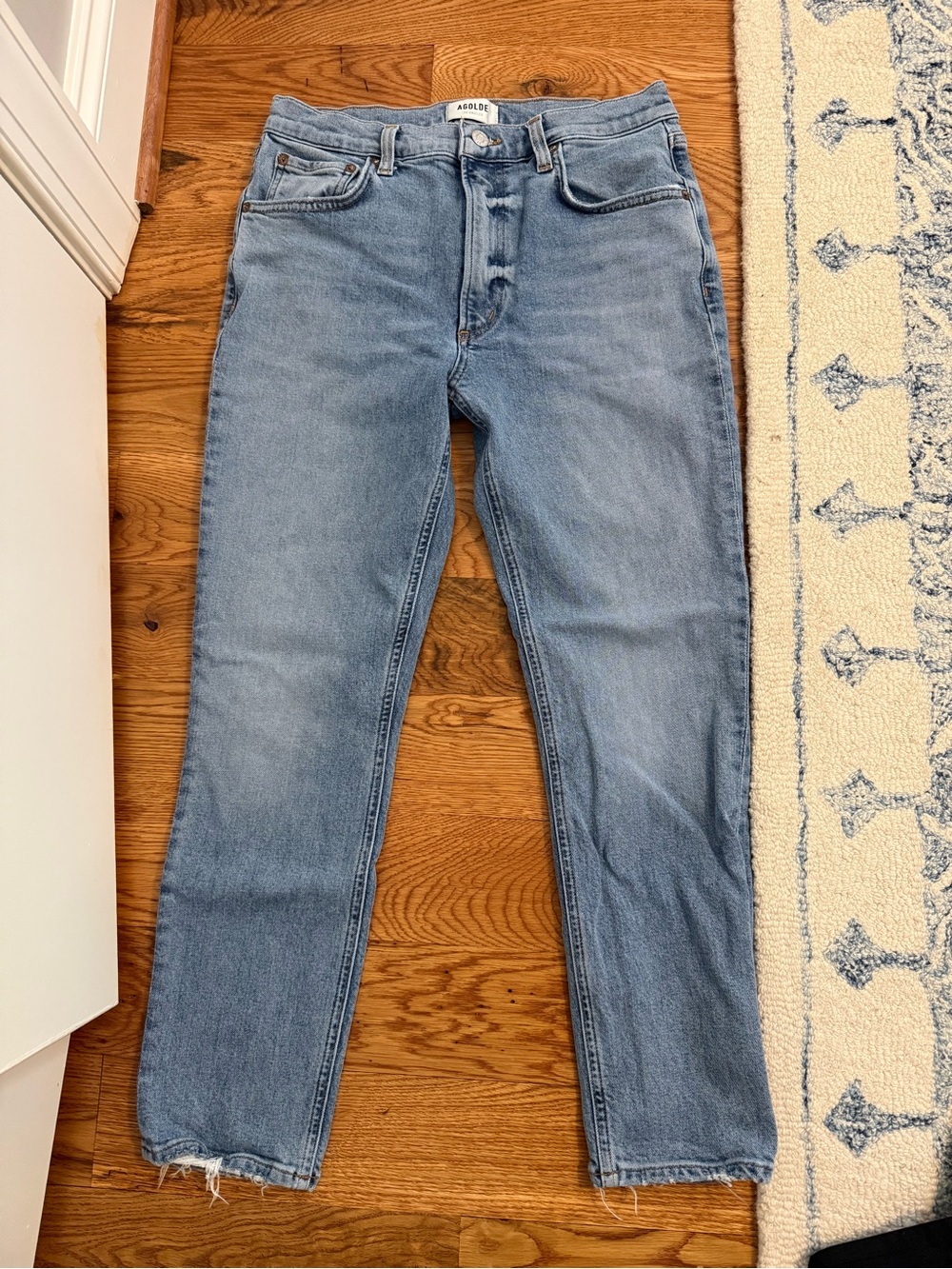 Agolde Size 28 Willow Straight Jeans High Rise Distressed Hem